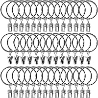 Vista 34 de Paquete de 100 anillos de cortina con clips, clips para cortinas con anillos, anillos de cortina de 1.26 pulgadas de diámetro interior, se adapta a