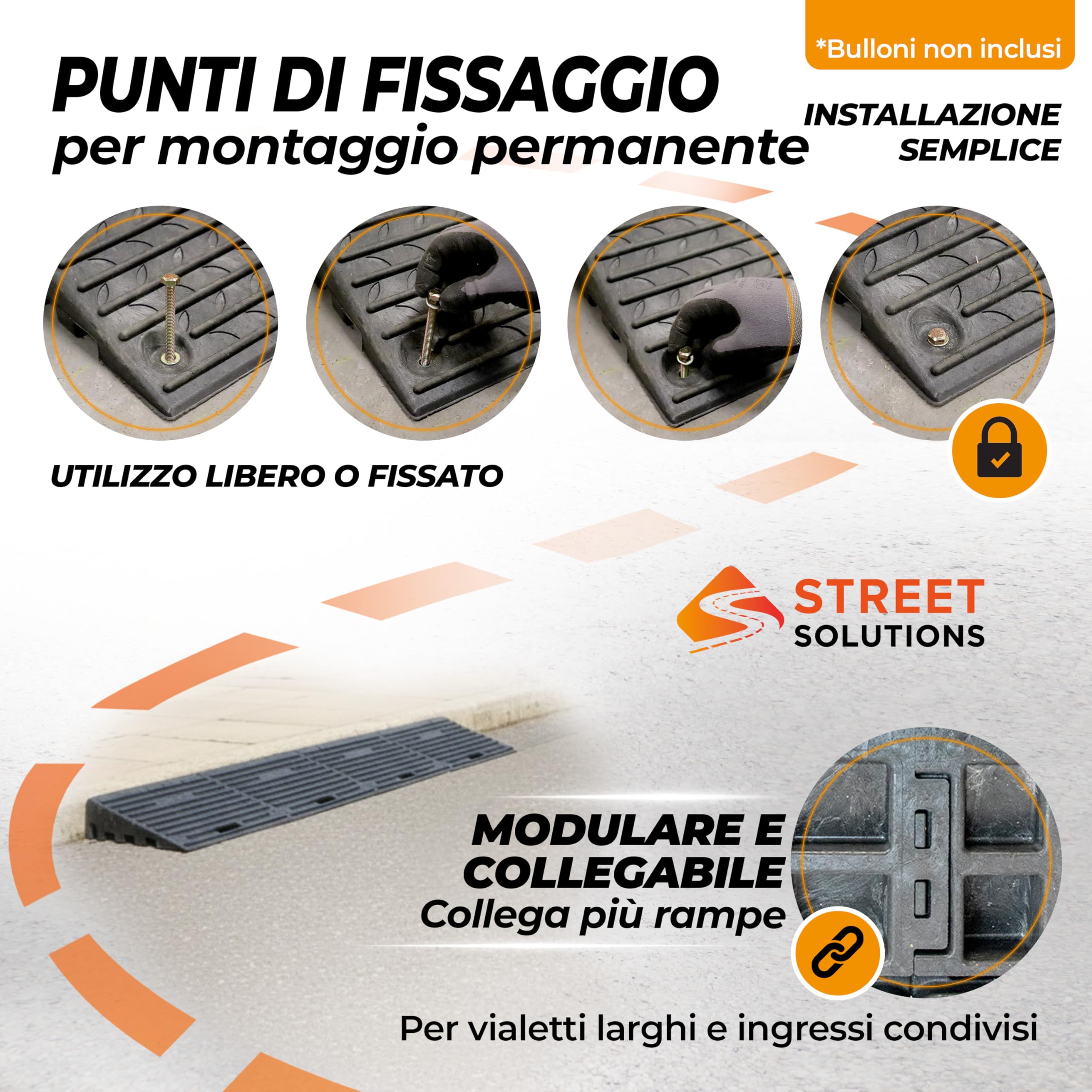 Street Solutions UK Set 2 Rampa per Disabili e Sedia - Rampa per Sedia a Rotelle 10 cm - Rampe per Disabili in Gomma Antiscivolo per Marciapiede, Garage, Moto e Soglia