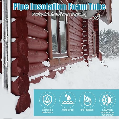 Miniatura 4 de Worldity 4 tubos de espuma de aislamiento de tuberías de 2 pulgadas, envoltura de espuma aislante autoadhesiva, tubo de espuma aislante de aluminio
