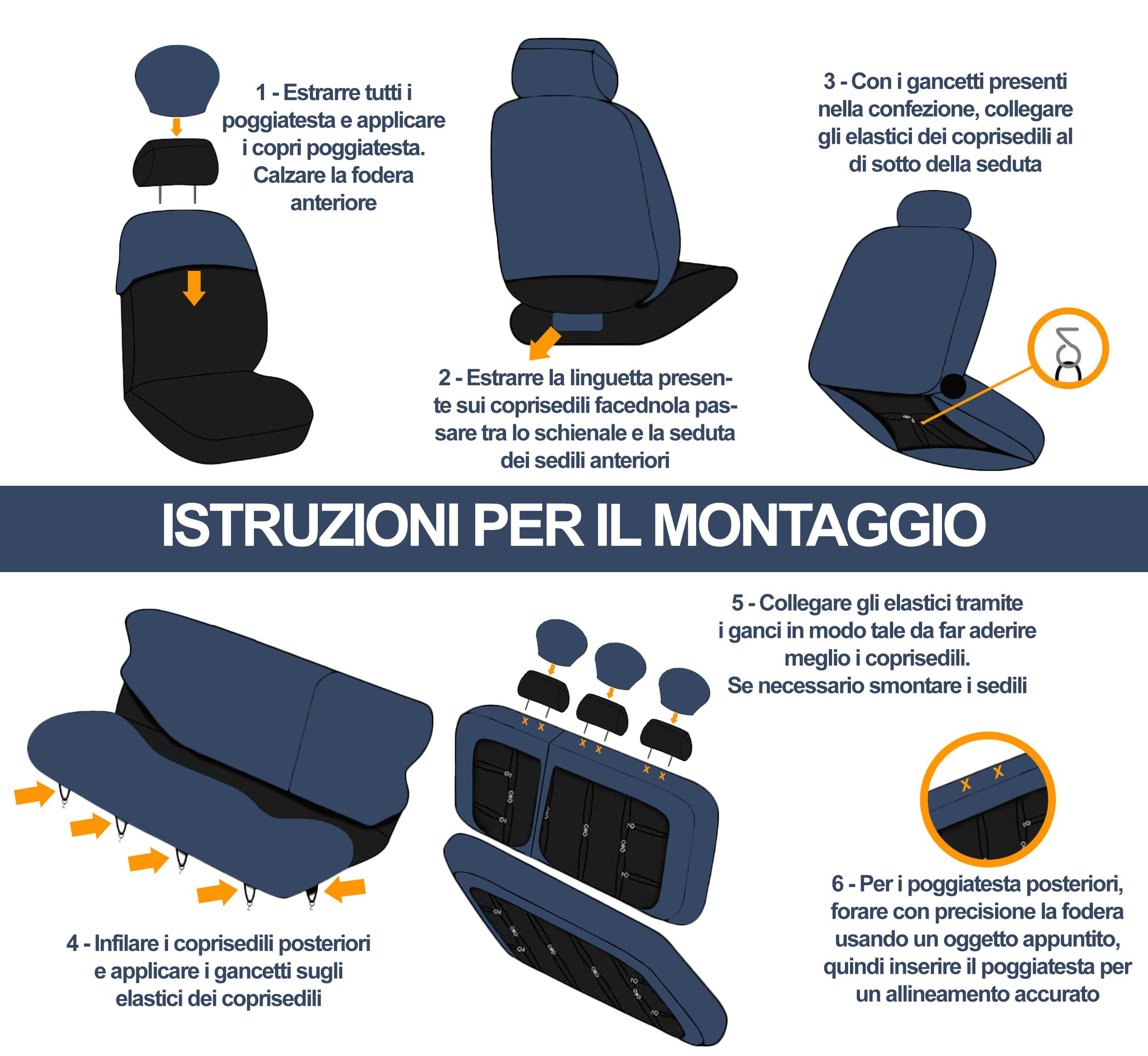 Auto Accessori Lupex Auto-Sitzbezüge, kompatibel mit Zoe | Kopfstützenbezüge enthalten | Made in Italy | Sitzbezug-Set vorne und hinten | gesticktes Logo | Innenraum (Schwarz/Dunkelgrau)
