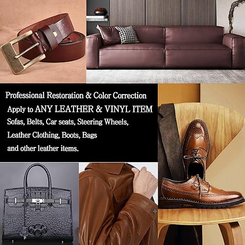 Miniatura 10 de WERBME Bálsamo recolorante de cuero, restaurador de color marrón oscuro de 10 onzas para arañazos y decolorados, kit de reparación de cuero para