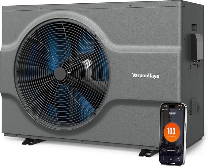 58000 BTU Inverter Swimming Pool Heat Pump for Above Ground Pool 17000 Gallons Electric Pool Heater for In Ground Pools WiFi Control 220v