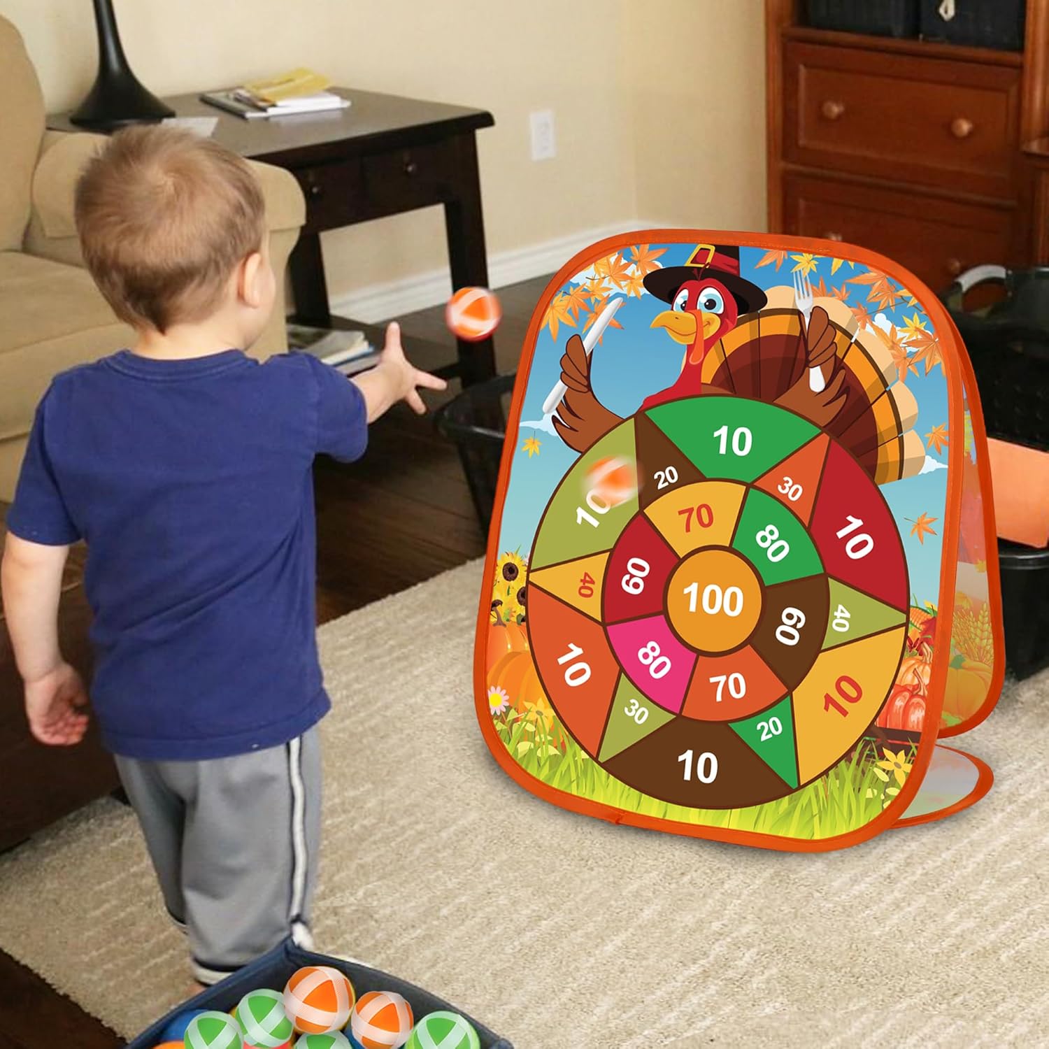 Fall Thanksgiving Bean Bag Toss Games for Kids, Fall Festival Party Games Outdoor Indoor Turkey Dart Board for Kids Carnival Games Toys Thanksgiving Party Favors for Boys Girls Family Yard Games