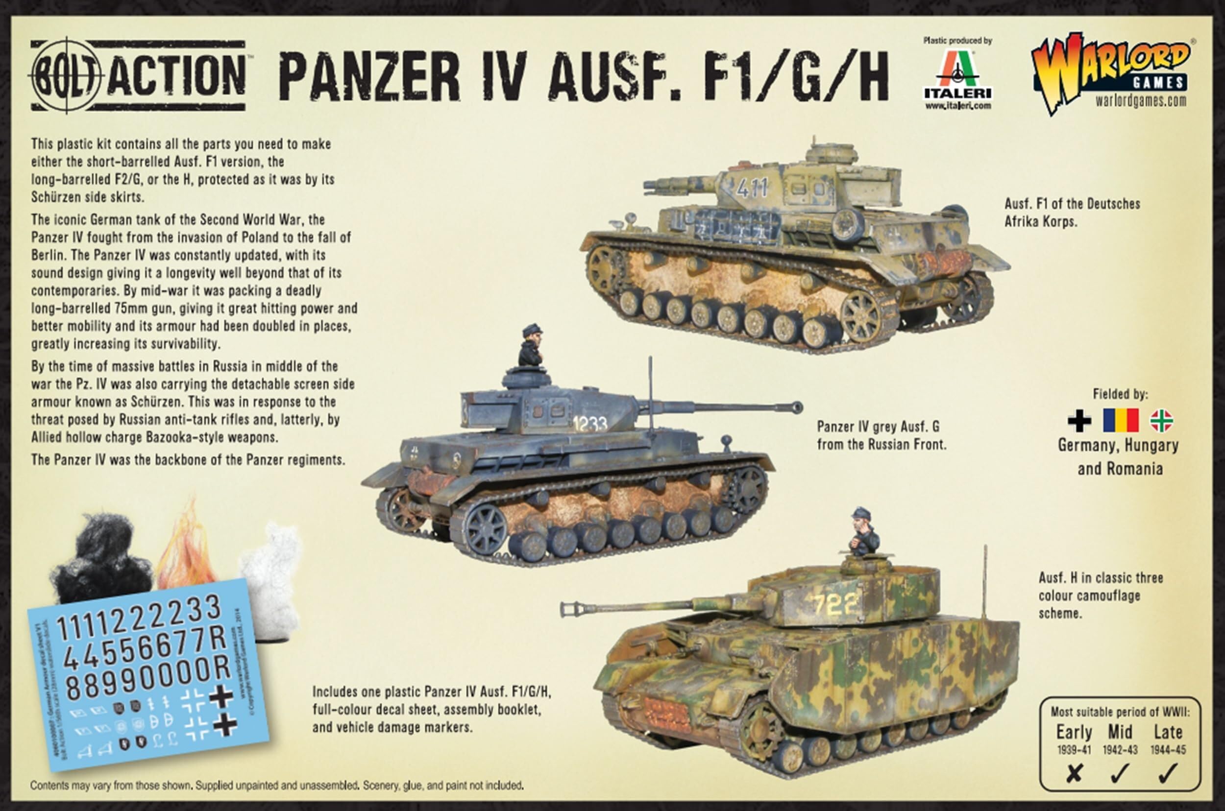 Bolt Action - Panzer IV Ausf.F1 / G/H - WGB.WM.505 -. Warlord Jeux