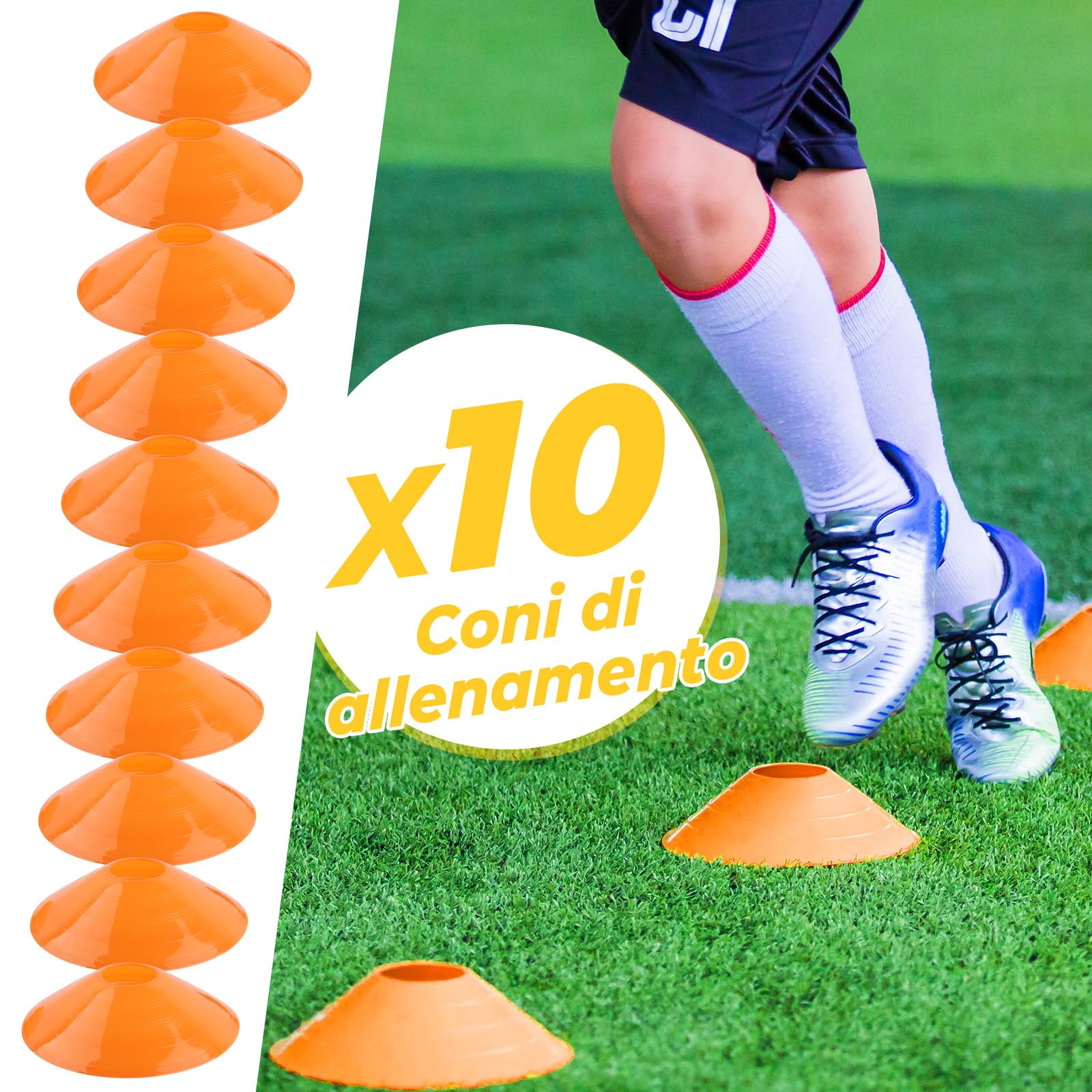 YISSVIC Kit Allenamento Calcio e Agilità con Scala di Agilità 6 Metri 12 Pioli, 10 Coni, 4 Picchetti e Allenatore di Calcio/Tiro, Adatto per Bambini