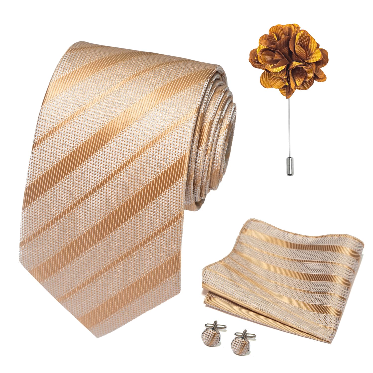 joy alice 70 Colors Ties Set Men Mixed Color Necktie Handkerchief Cufflinks Brooch 3.15 Formal