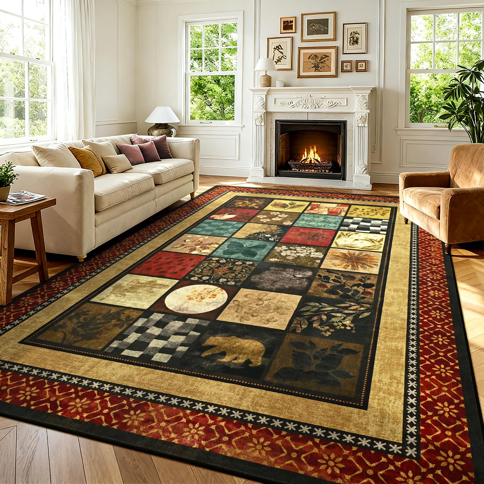 Amazon.com: Zedrew Large Area Rug 7x10, Floral Geometry Rugs for