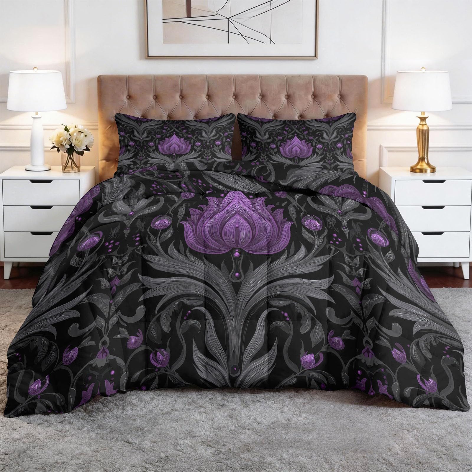 Couette gothique mystique 200x200 cm, édredon réversible chaud anti acarien