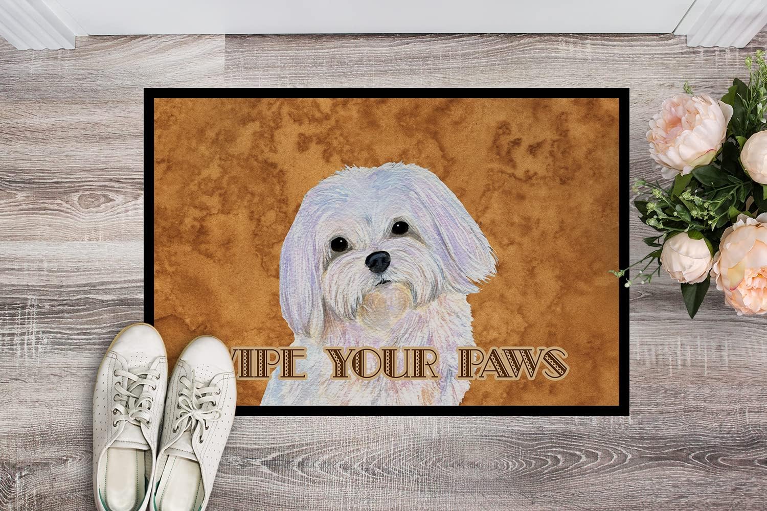Caroline's Treasures SS4897MAT Puppy Cut Maltese Wipe Your Paws Doormat 18x27 Front Door Mat Indoor Outdoor Rugs for Entryway, Non Slip Washable Low Pile, 18H X 27W