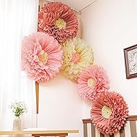 Chunful Giant Boho Tissue Paper Flowers: 5-Pack 30" & 24" Hanging Pom Poms for Wedding, Baby Shower, Birthday Party Decor