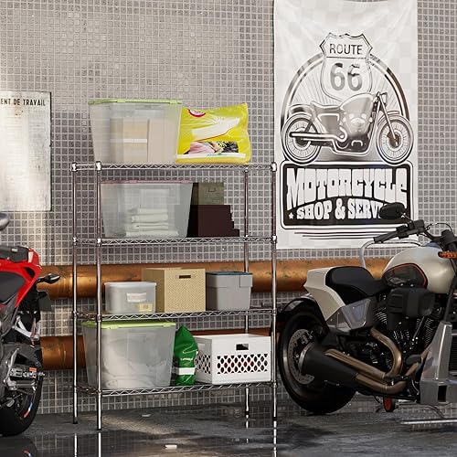 Miniatura 5 de Kit de estantería de alambre cromado de 4 niveles de 14 pulgadas de profundidad x 42 pulgadas de ancho x 54 pulgadas de alto  Unidad de estante de