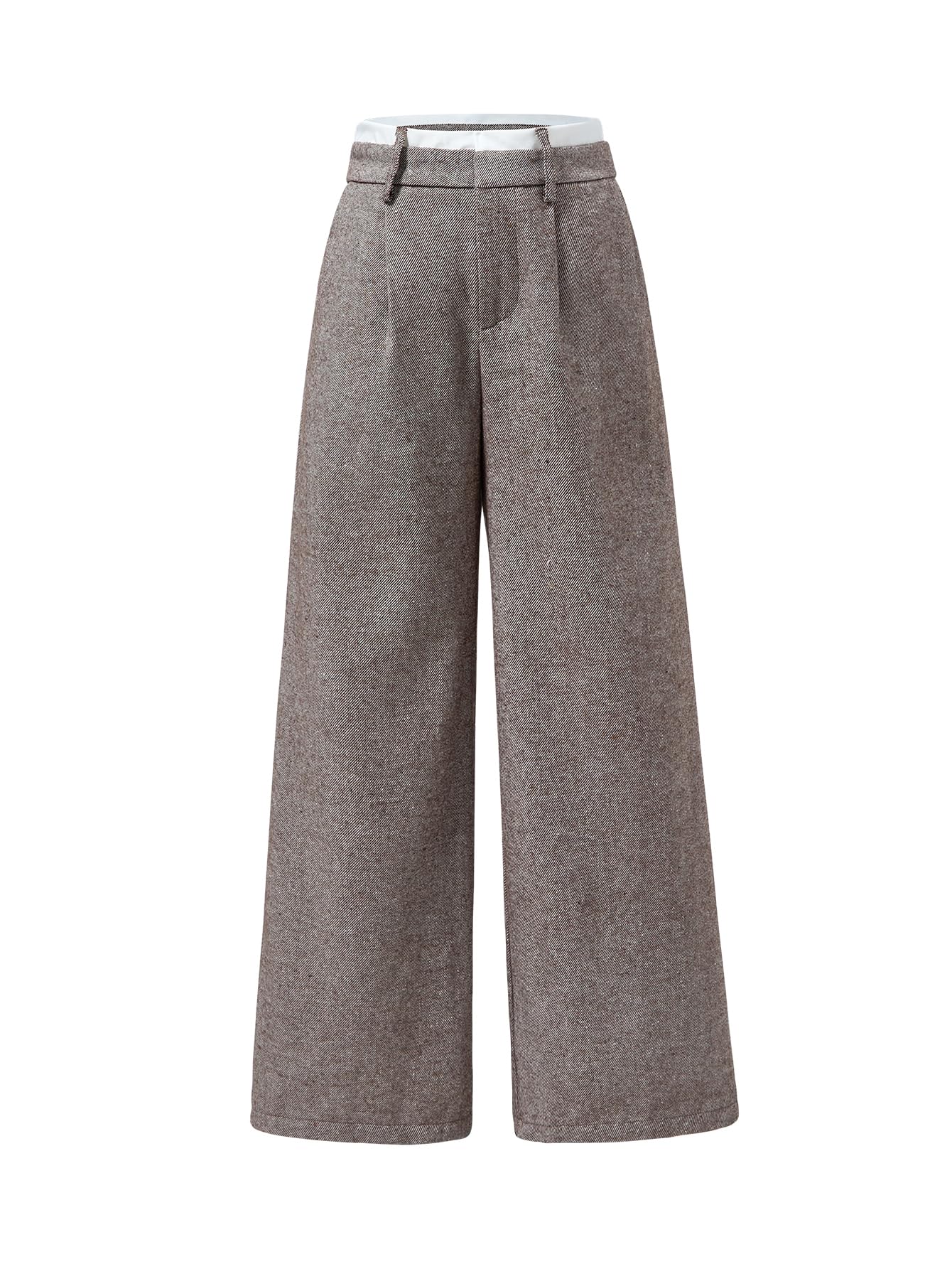 Womens Wide Leg Low Rise Dress Pants Color Block Loose Fit Work Office Tailored Pants with Pockets