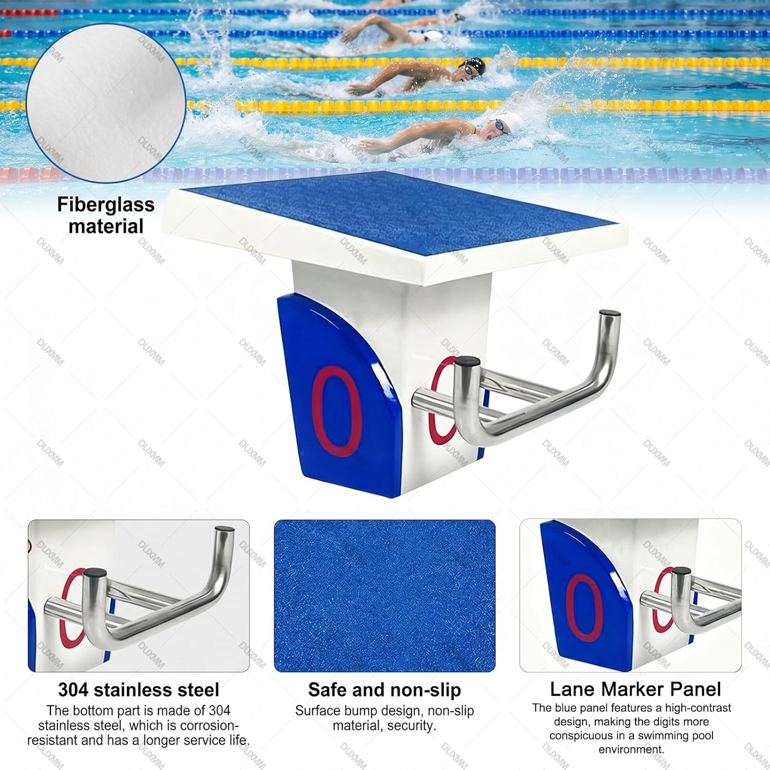 Standard Pool Diving Board & Diving Platform Combo, Stainless Steel Dive Boards, Non‑Slip Surface with Handle, Complete Fittings, Designed for Competition, Training, Stadiums