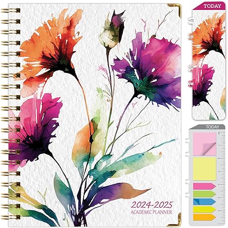 2024 - 2025 Academic Planner with Rainbow Floral Cover