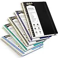 WEMATE 5 Pack Meeting Notebooks for Work（7"x10"） 200 Pages, PU Leather Notebook with Action Items & Note, For Staff & Students, Meeting, Projects Planning- Black, Blue, Green, Olive Green, Dark Blue