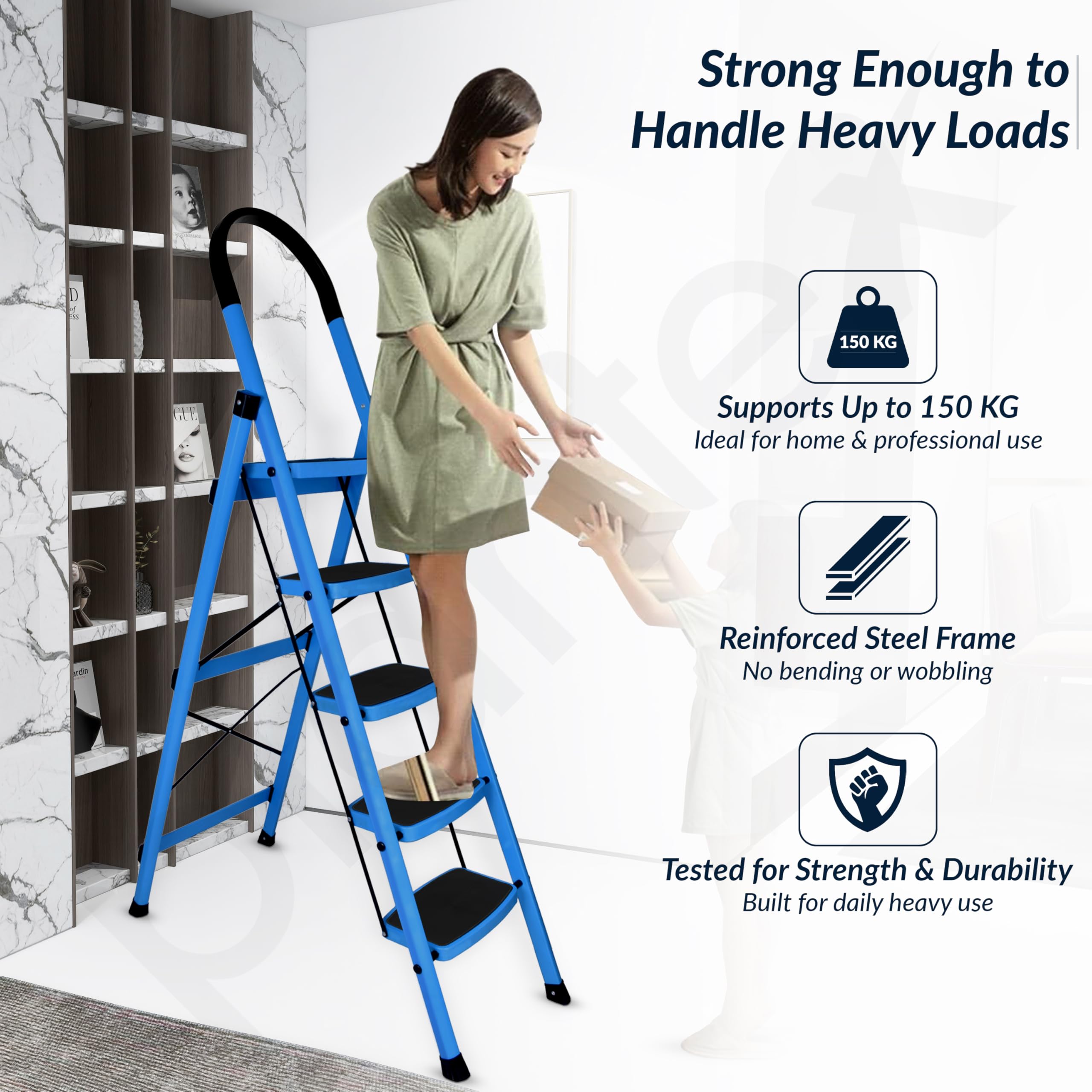 Plantex 5 Step Steel Ladder - Foldable & Durable -8 Plantex 5 Step Steel Ladder - Foldable & Durable -8