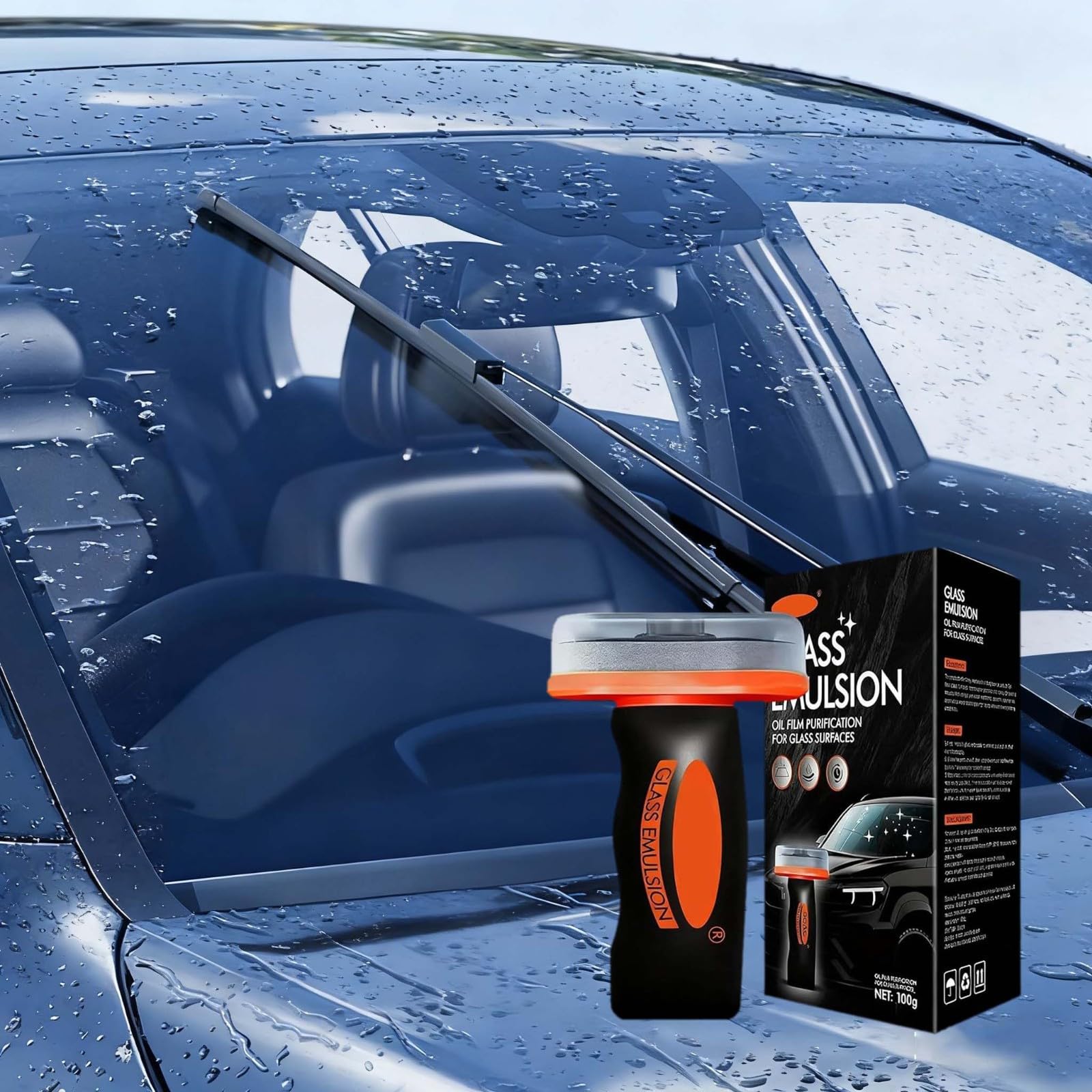 Hand-Held Glass Emulsion Cleaner, Oil Film Remover for Car Windshields and Windows, Car Windshield Oil Film Remover, Automotive Glass Oil Film Cleaning Brush, for Car Windows, Mirrors Surfaces (1PC) - 2