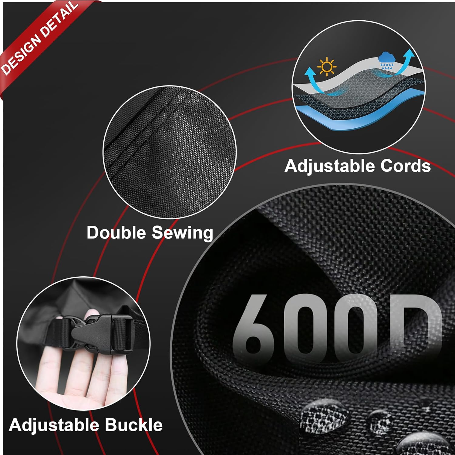 Zettum Patio Loveseat Cover 60 Inch - 600D Outdoor Couch Cover Furniture Sofa Cover Waterproof Heavy Duty, 2-Seater Bench Cover for Outside Sofa, Loveseat, Couch, Bench and Glider - 60 x 34 x 33 Inch - Image 5