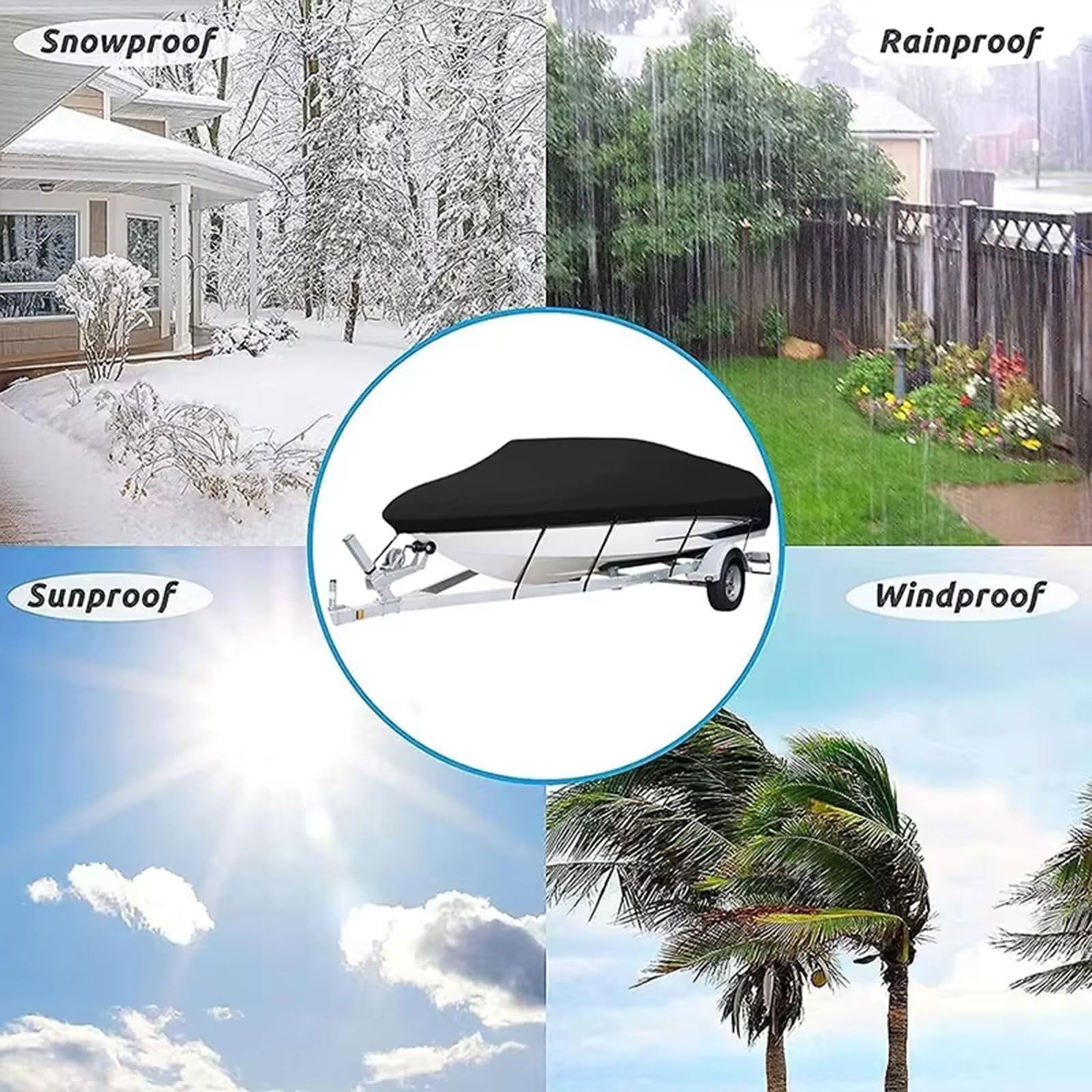 Telo Copri Barca per Lund Tyee 189 GL (2015-2026) | Tessuto Oxford Antivento e Resistente ai Raggi UV Outdoor Storage Cover