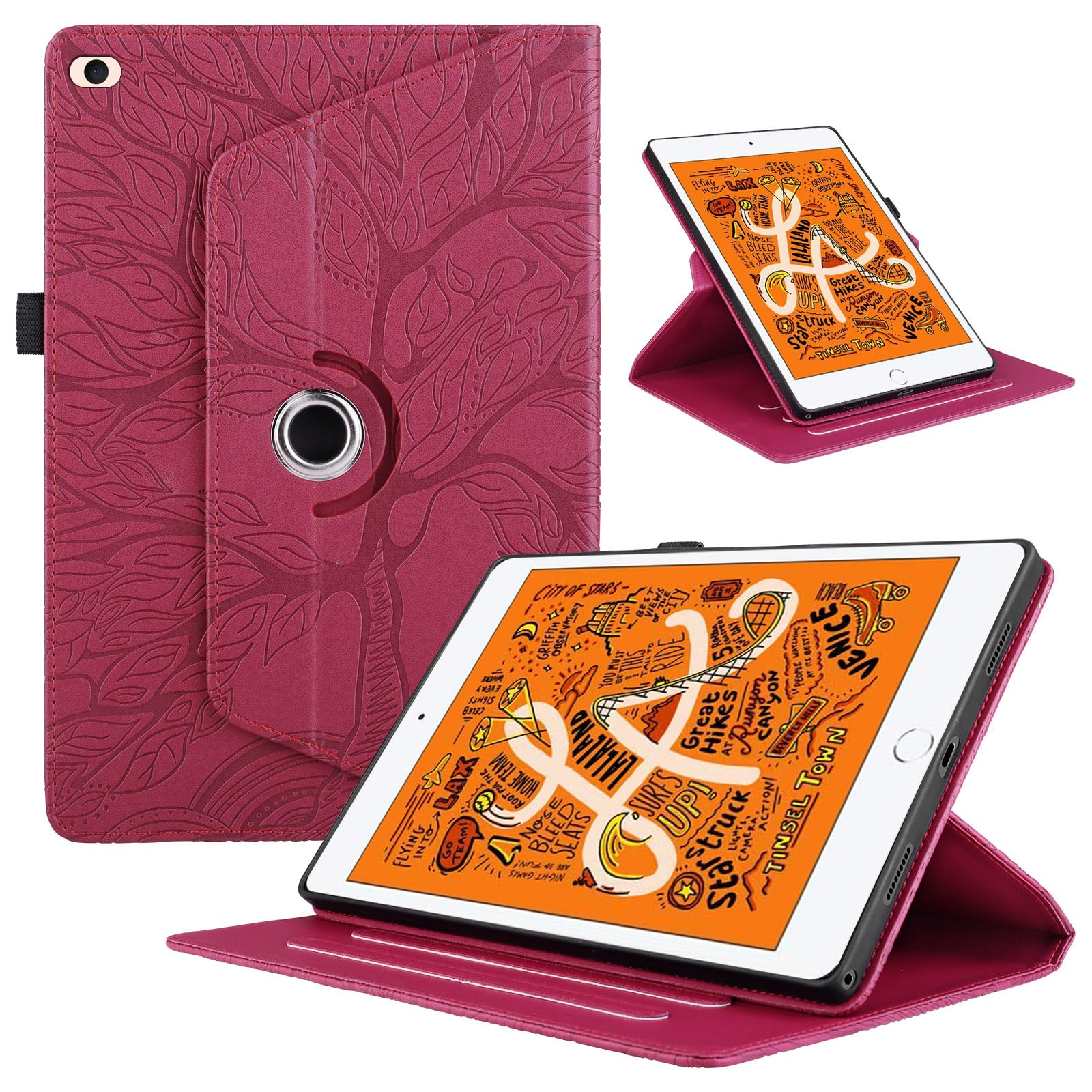 Funda para Samsung Galaxy Tab S9/ S8/ S7 11" (SM-X710/X700/T870) PU Cuero Tablets Protectora Cover 360°Carcasa Giratoria de ángulo Múltiple Stand Función Tablets Funda,Rojo Árboles — view 208