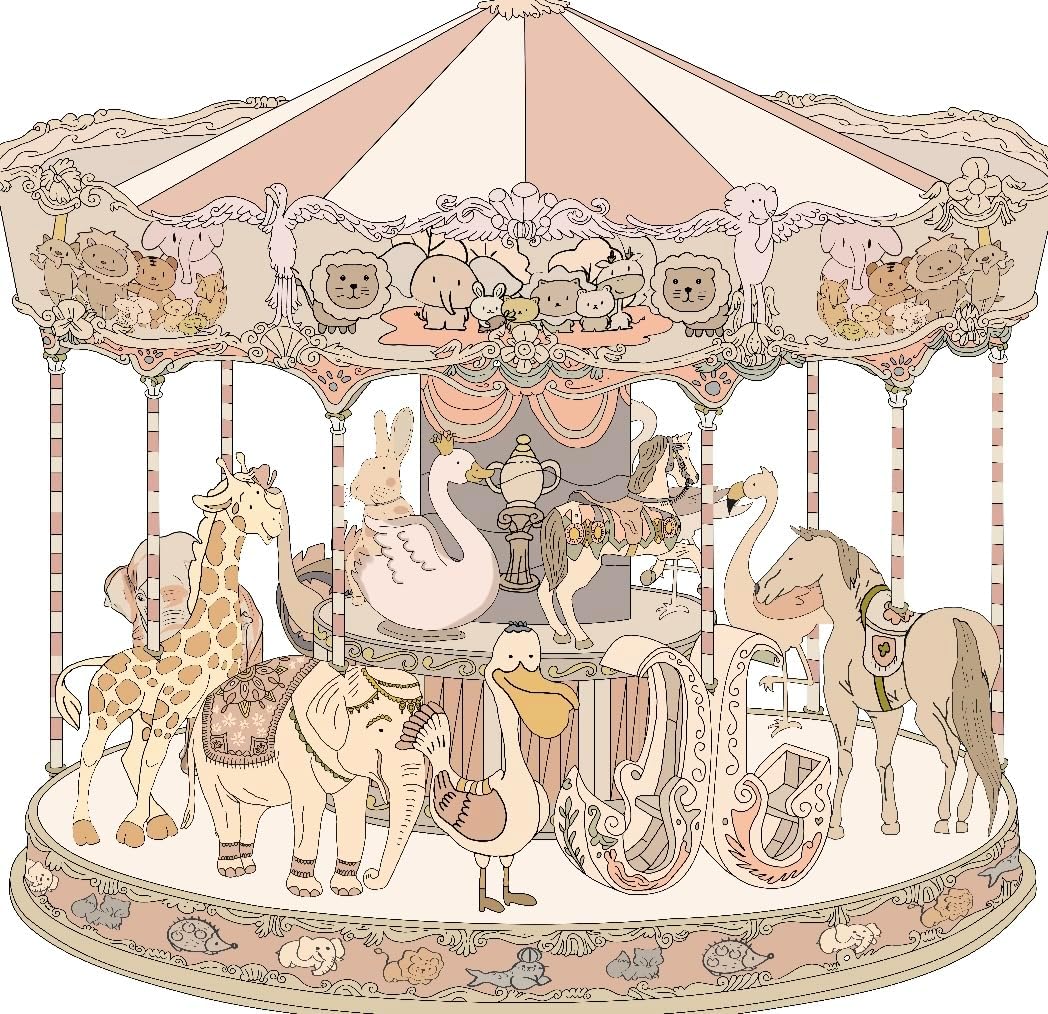 New Carousel Swaddles Soft Baby Muslin Swaddle Blanket (Carousel Light Pink)