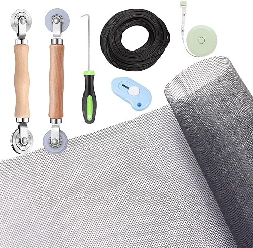 Miniatura 7 de TOOLTRIZ - Kit de reparación de puertas de pantalla y pantalla de Windows, malla de fibra de vidrio de carbón de 48 x 118 pulgadas con herramienta