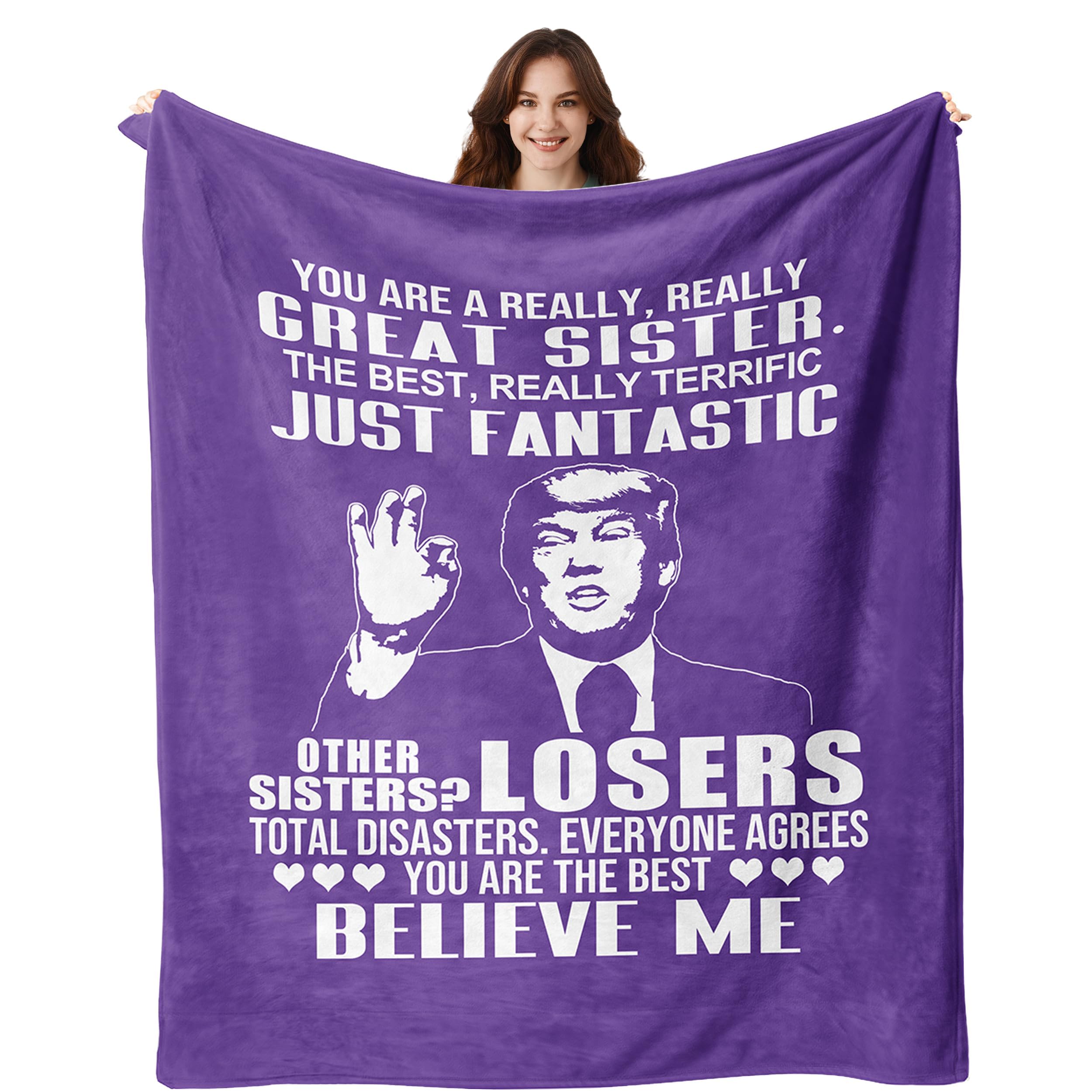 Ebmdsia Sister Gifts Blanket, Sisters Birthday Gift Ideas, Birthday Gift for Sisters Adult, Best Sister Ever Gifts for Women Throw Blanket 60"X50"