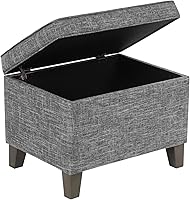 Vista 123 de HomePop Decoración para el hogar K7646-A877 Otomana tapizada moderna rectangular de almacenamiento Otomana con tapa con bisagras