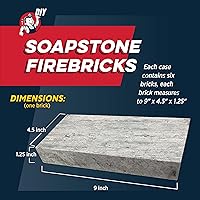 Vista 3 de Ladrillos de piedra jabonosa Rutland, ladrillos refractarios premium para chimeneas y estufas de leña, azul-gris, más de 2.700 °F, caja de 6