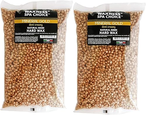 Waxness Spa Choice Mineral Gold Demi Creamy Hard Wax Beads 2.2 lb / 1 kg Pack of 2