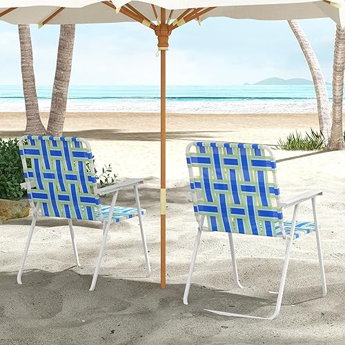 Miniatura 6 de GYMAX Juego de 6 sillas plegables de tela para patio, paquete de 6 sillas de comedor portátiles ligeras para interiores y exteriores para patio,