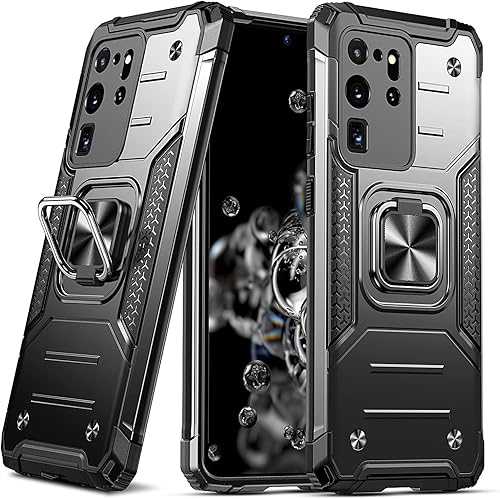 Anqrp Funda para Galaxy S20 Ultra, funda protectora de grado militar con soporte de anillo de metal mejorado soporte magnético compatible con