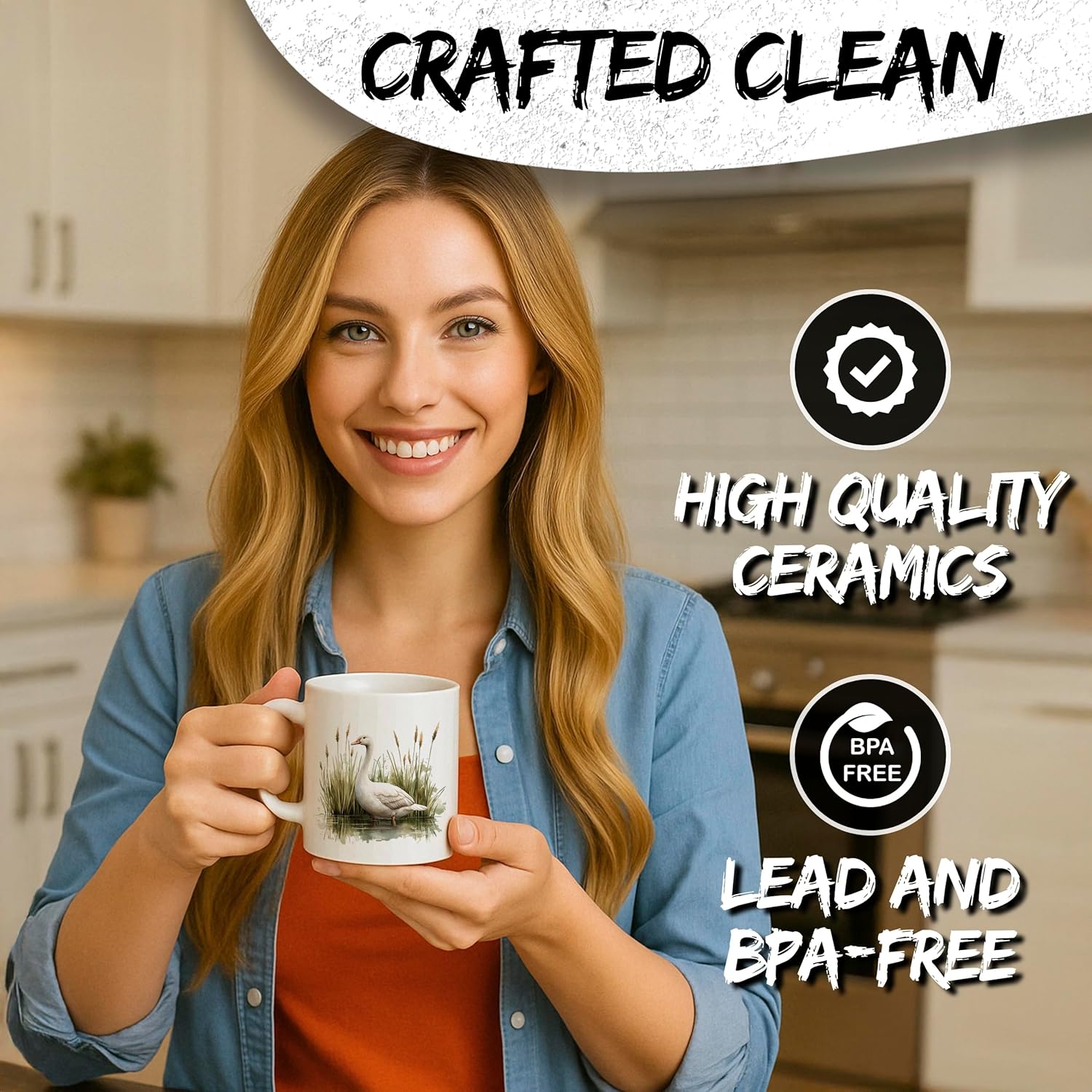 Goose Ceramic Coffee Mug 11oz Grey Funny Cute Goose Souvenir - Tea Coffee Mug with Comfortable Grip - Unique Animal Gift Cup for Men Women Biys Girls - Vibrant Long-Lasting Print ID44991 - Image 5