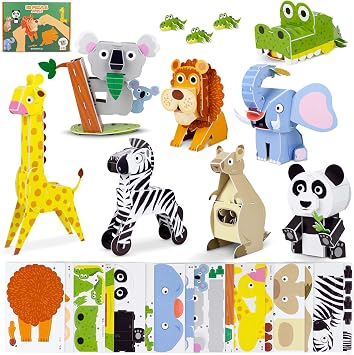 BONNYCO Lot de 8 Puzzles 3D Animaux de la Jungle BONNYCO