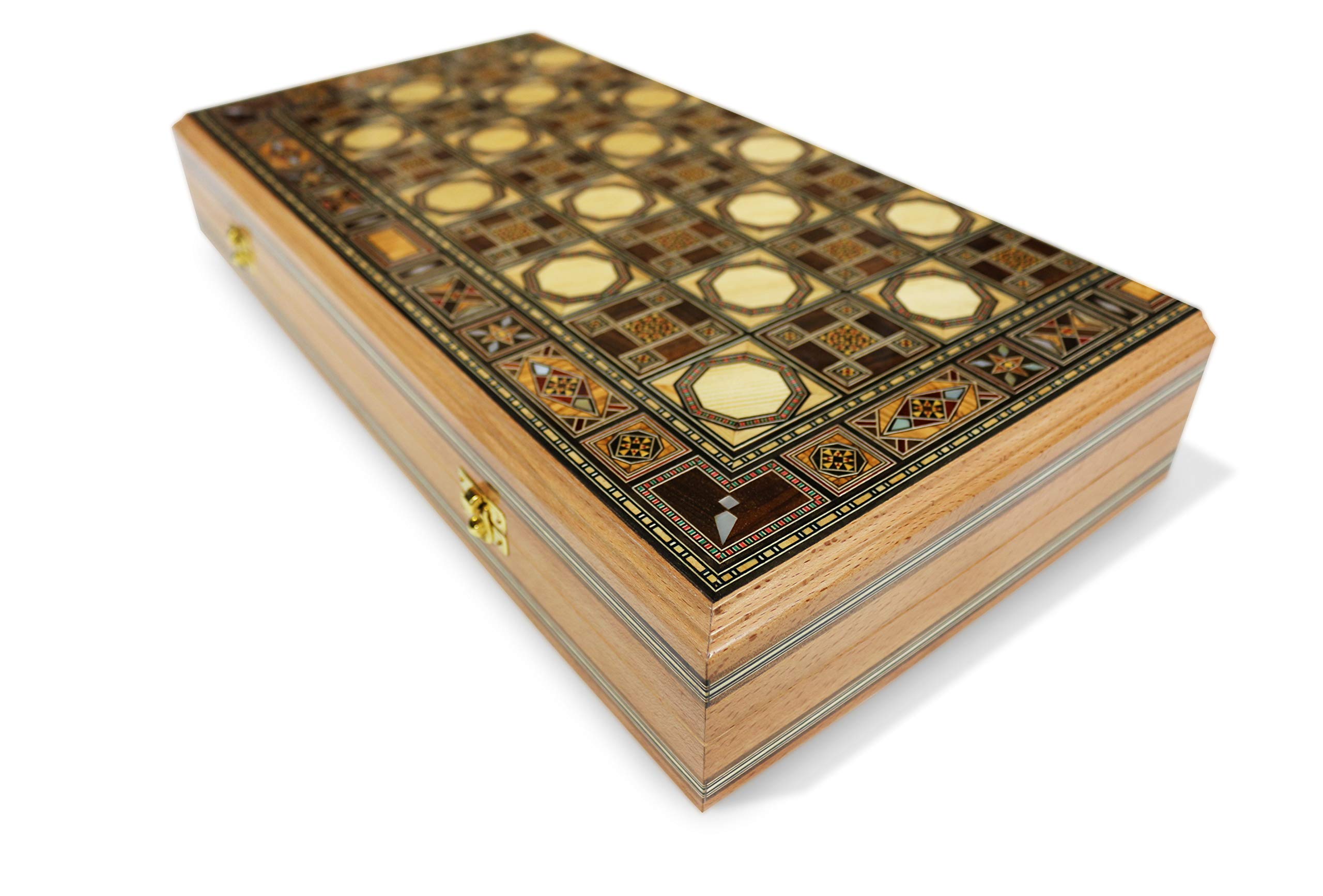 Elessar Nuovo 50 x 50 cm, l'originale legno Backgammon Tavla/Gioco di scacchi/DAMA Board BK 520F con 30 pietre di backgammon in legno, con personaggi KH 97 mm di scacchi