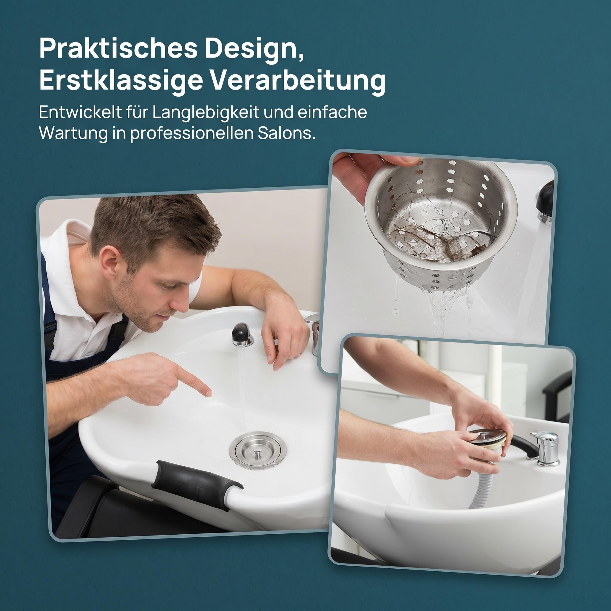 Sharplace Rostfeste Friseur Abfluss Set, Badewannen-Abflussstopfen, Universeller Waschbecken mit Rohr, Rostfeste Friseur Abfluss Set, Salon Shampoo Schüssel Rückspülbecken Haarsieb für Zuhause