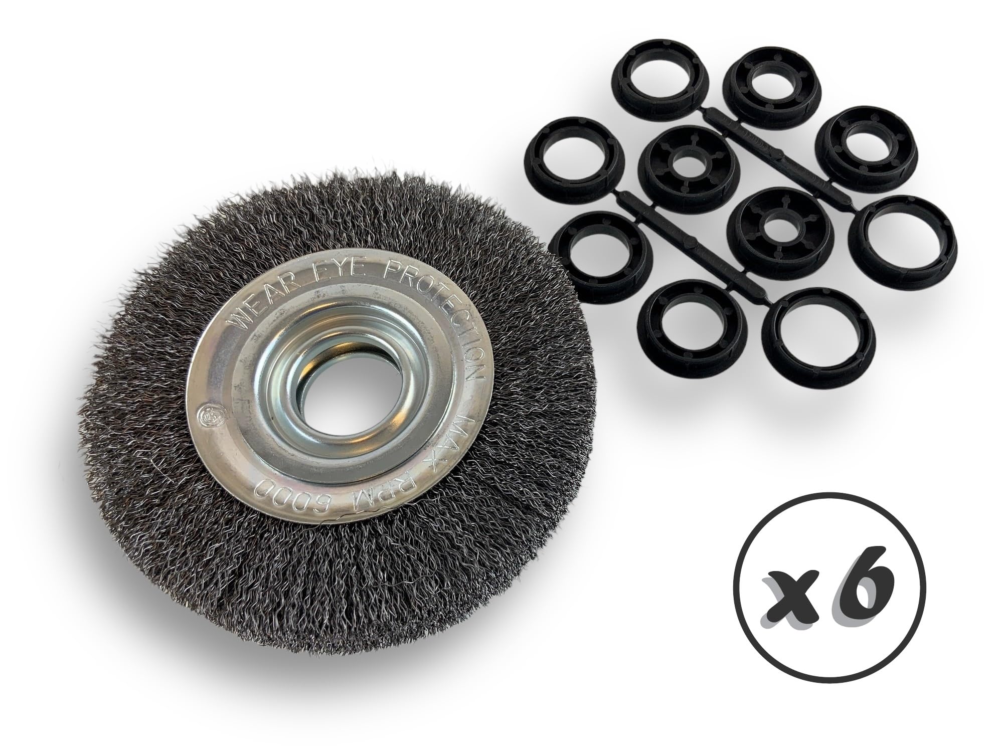 Kibros Lot 6 brosses touret acier Ø 150 mm 3 rangs fil dur 0,30 mm