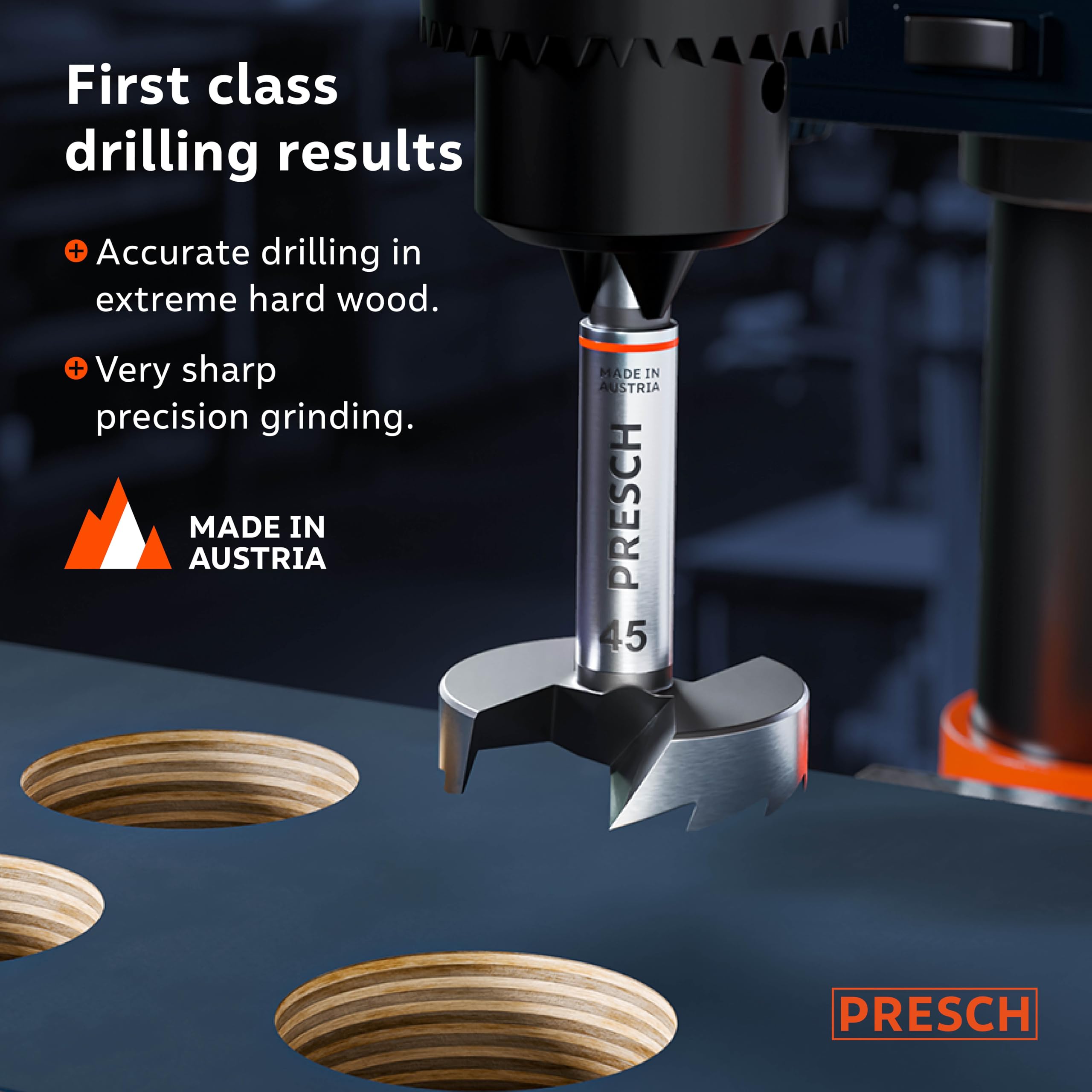 Presch Forstner Drill Bit diameter 45mm, drill bit for wood with high-precision centering point for perfect round holes - Image 2