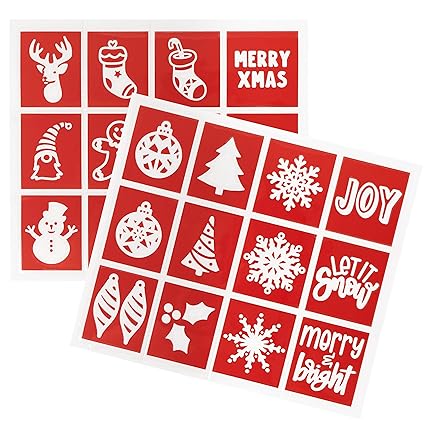 Scorch Marker Christmas Stencils, Vinyl Holiday Stencils for Woodburning, Pre-Cut and Pre-Weeded Crafting Stencils for Wood, Cardboard, Ornaments, and More