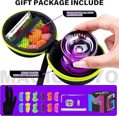 Miniatura 6 de MAGICYOYO K2 Crystal - Yoyo profesional sensible para niños principiantes, rodamiento de yoyo extra insensible Pro plástico para adultos+12