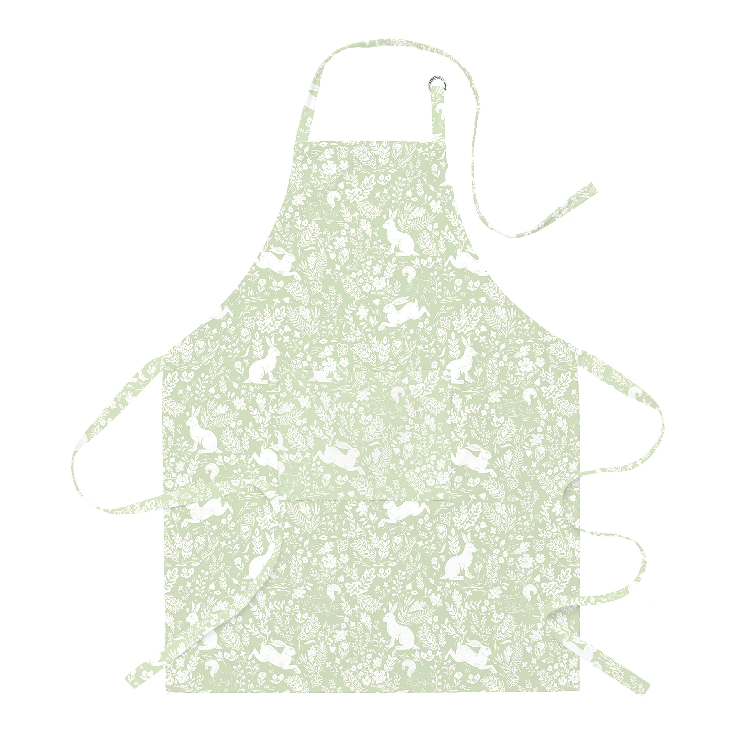 Auntie Morags Unisex Green Le Chateau Textiles William Morris Inspired Forest Life Sage Cotton Kitchen Apron