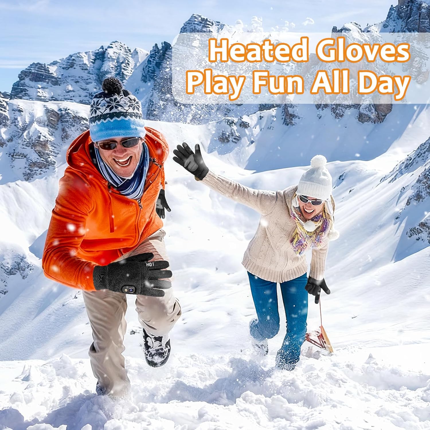 Rechargeable Electric Heated Gloves with Soft Warm Fleece & Display, Anti-Slip Grip, Perfect for Outdoor Work/Skiing/Hunting/Cycling, Christmas