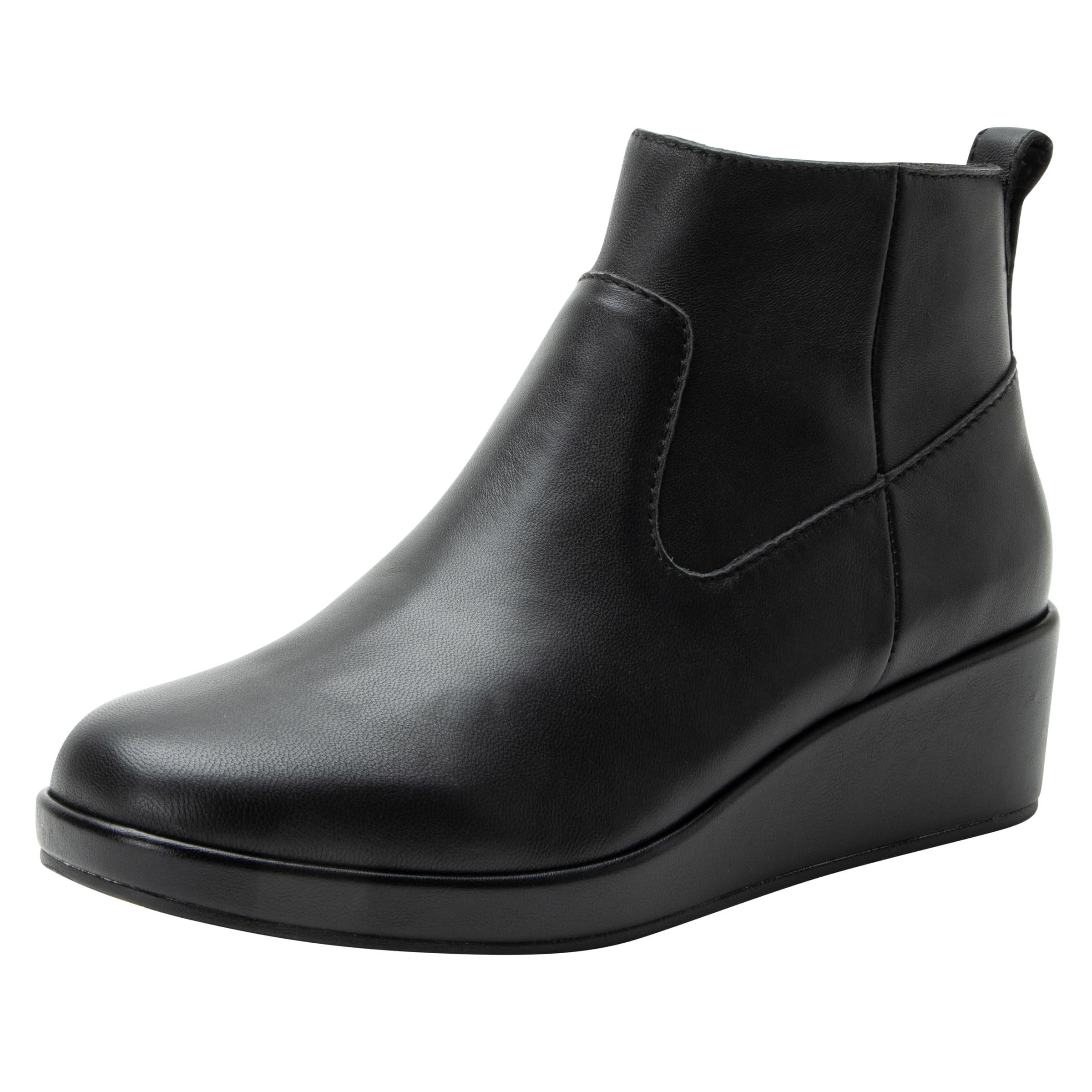 Alegria Womens Hadi Comfort Leather Ankle Wedge Boot