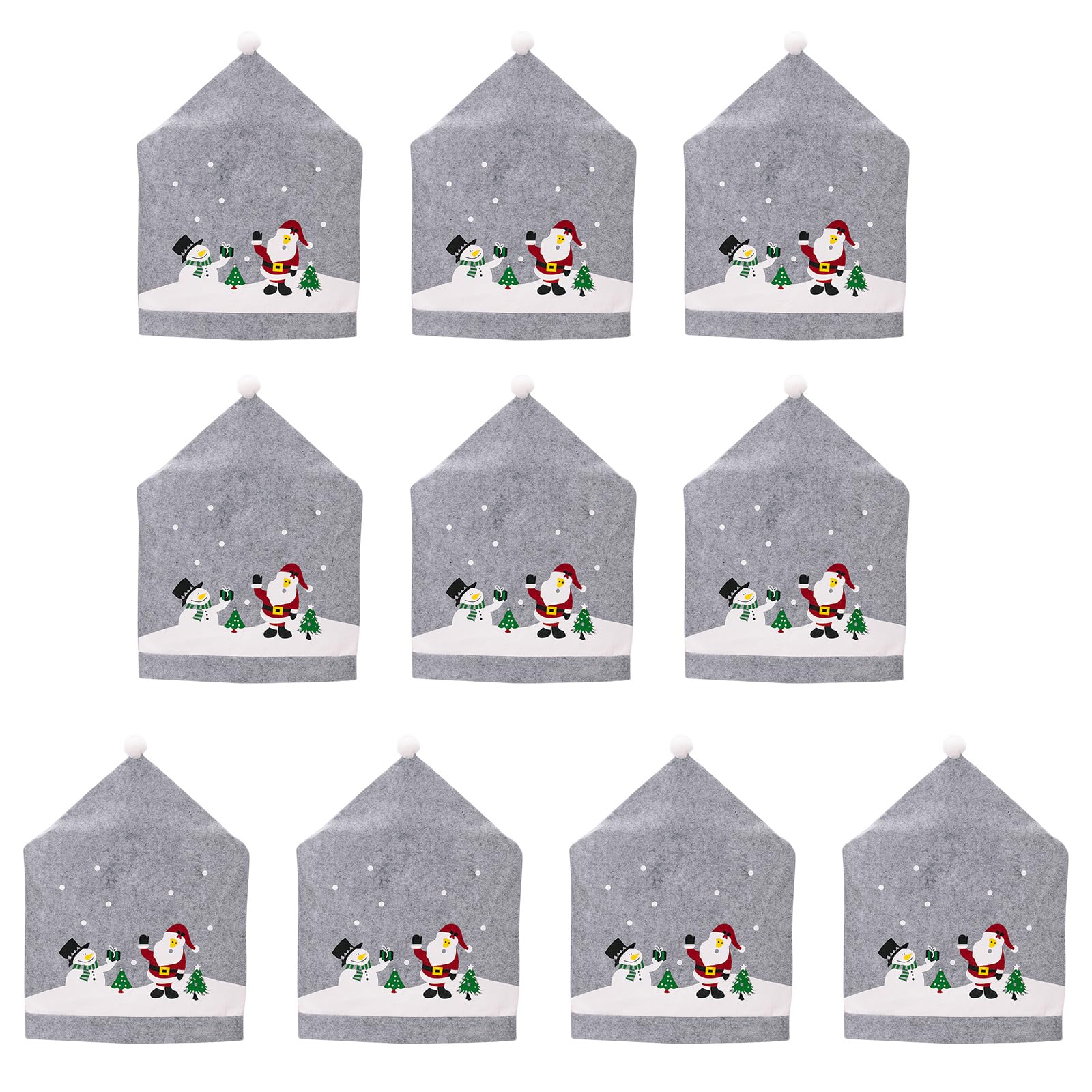 Kalttoy Festival Dining Chair Decors with 12 Santa Hat Cover, Easy to Fit NonWoven Chair Backs for Christmas Decorations Santa Hat Slipcovers