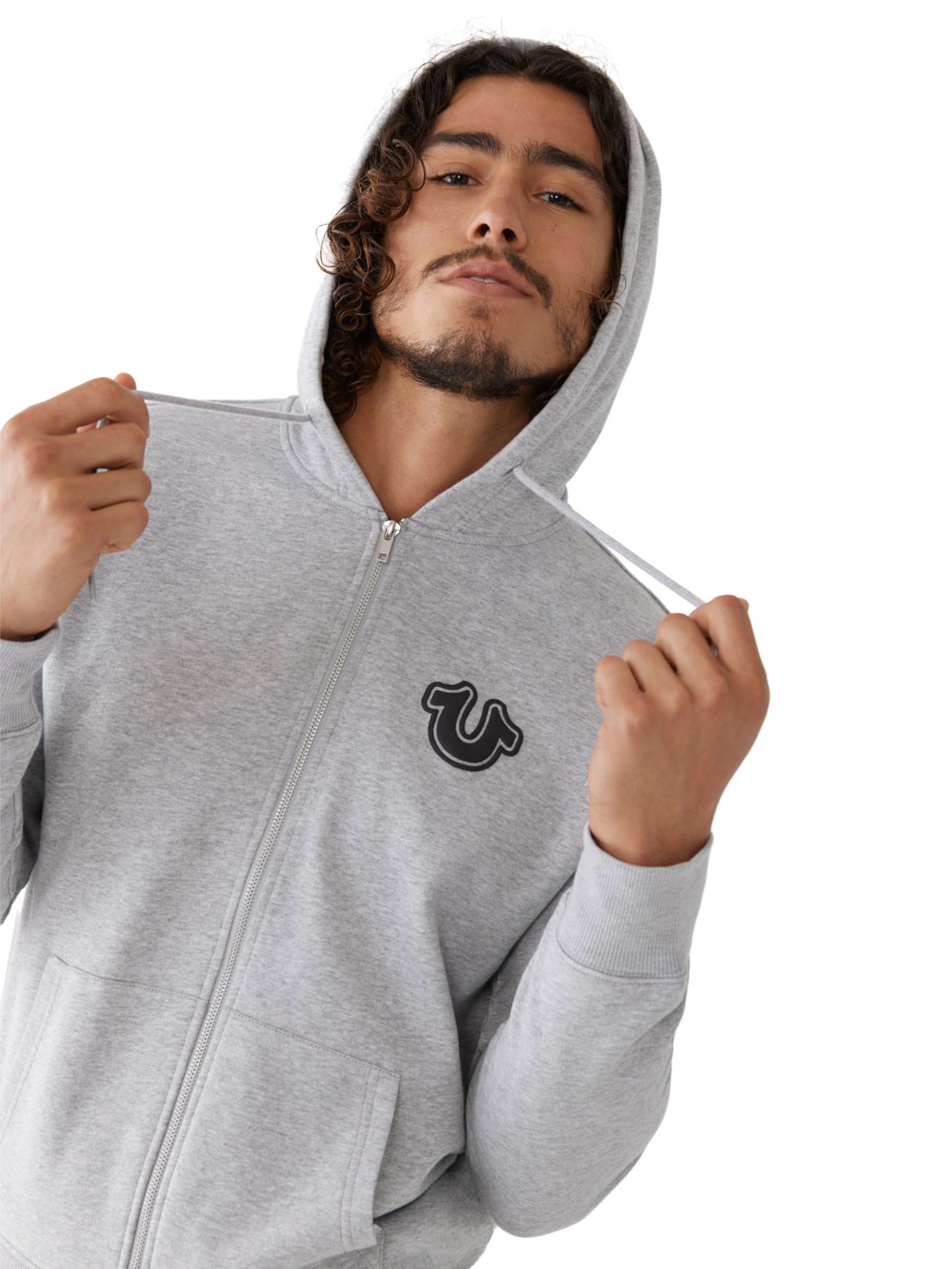 True Religion Felpa con Cappuccio con Zip Felpa con Cappuccio Uomo