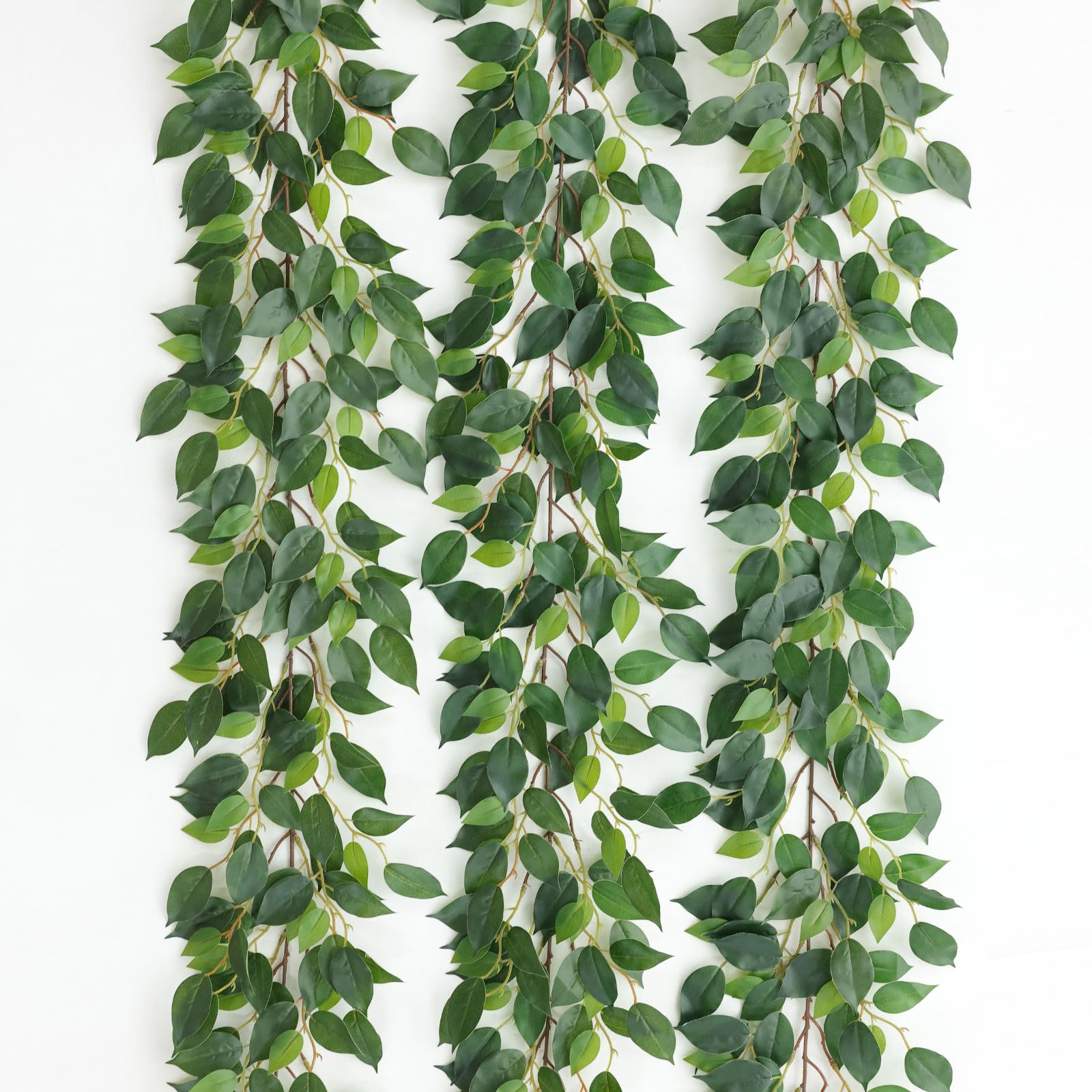 Mizii Künstliche Ranken-Girlande, 200 cm, künstliche Ficus-Ranken-Girlande, Seiden-grüne Blätter, Dekoration, künstliche Hängepflanzen für Hochzeit, Tischdekoration, Wanddekoration, Raumdekoration,