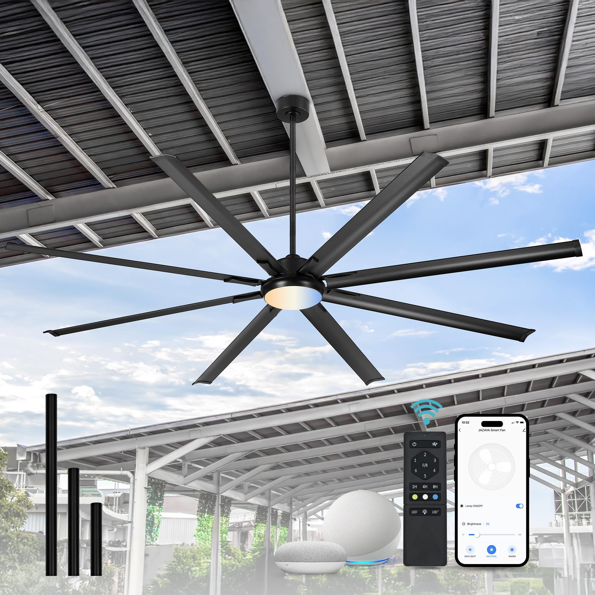 JAZAVA 96 Inch Industrial Ceiling Fan