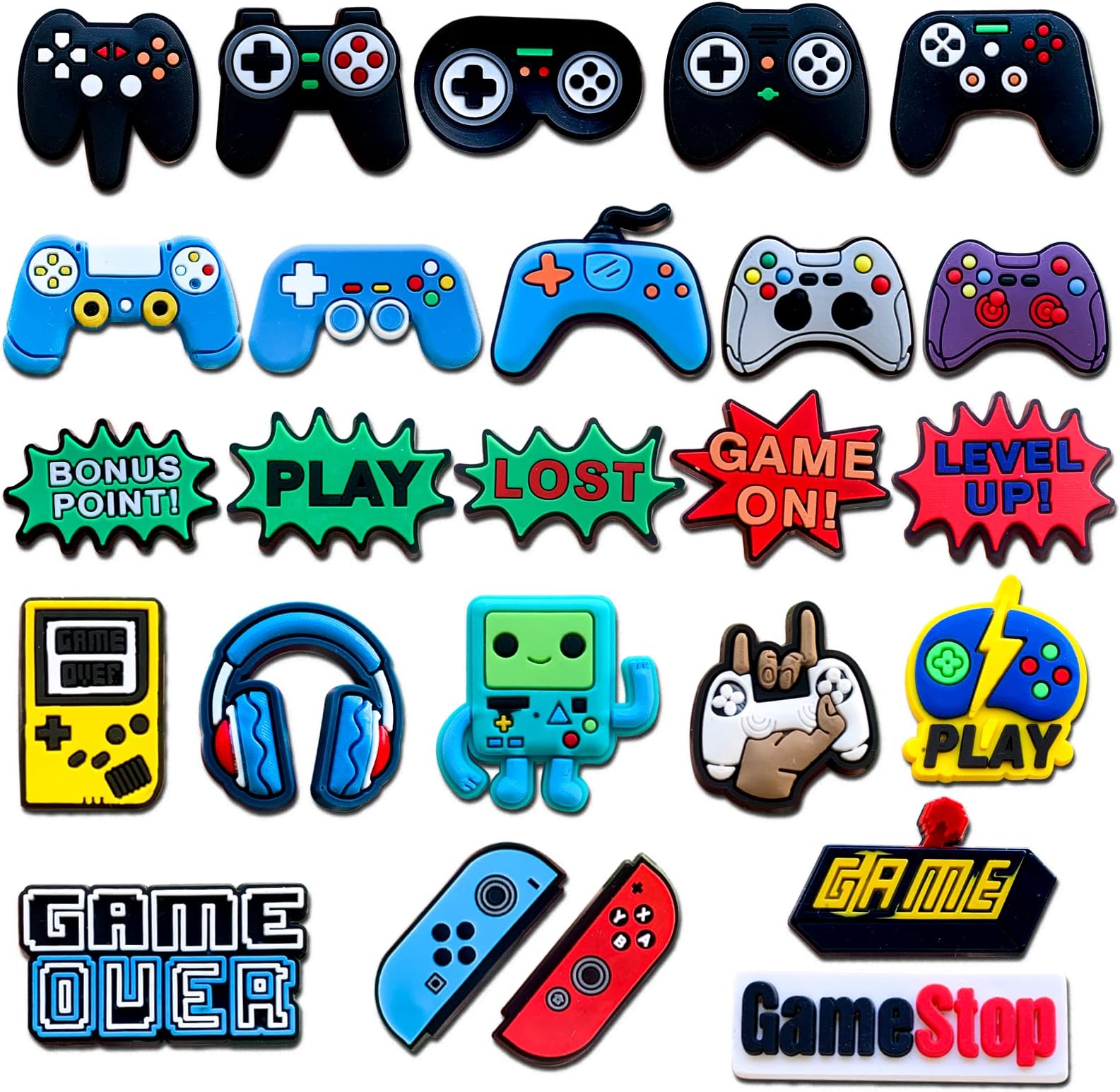 25 35Pcs Video Game Charms for Clog Shoes Decoration, Game Handle Charms Accessories for Adult Men