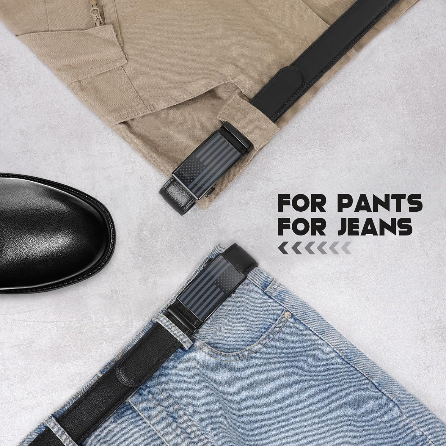 SANSTHS Men's Belts Leather Ratchet Dress Belts for Men with Adjustable Slide Buckle in Gift Box - Image 7