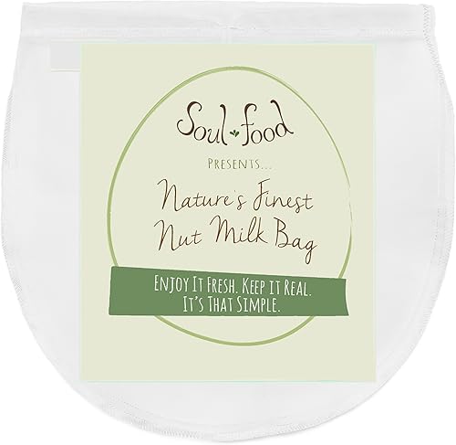 Soulfood La mejor bolsa de leche de nuez reutilizable  Bolsas exprimidor  Bolsa de leche de almendra  Tamiz de malla fina  Filtro de gasa y colador